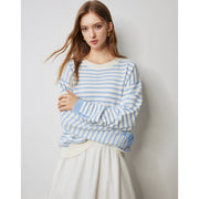 Women's striped knitted pullover sweater, view 2 - MRSLM
