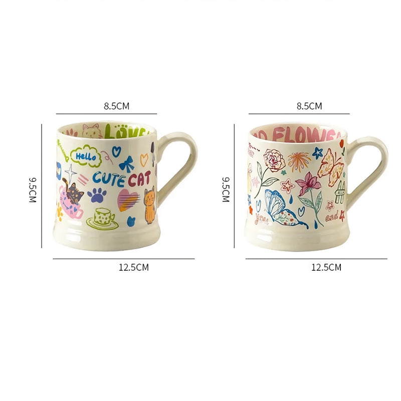 370ml French flower printed ceramic mug, view 8 - MRSLM