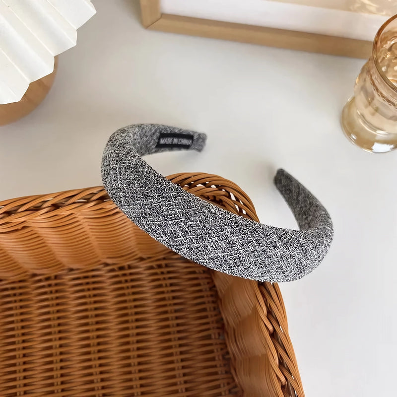 elegant retro plaid wide hairband, view 5 - MRSLM