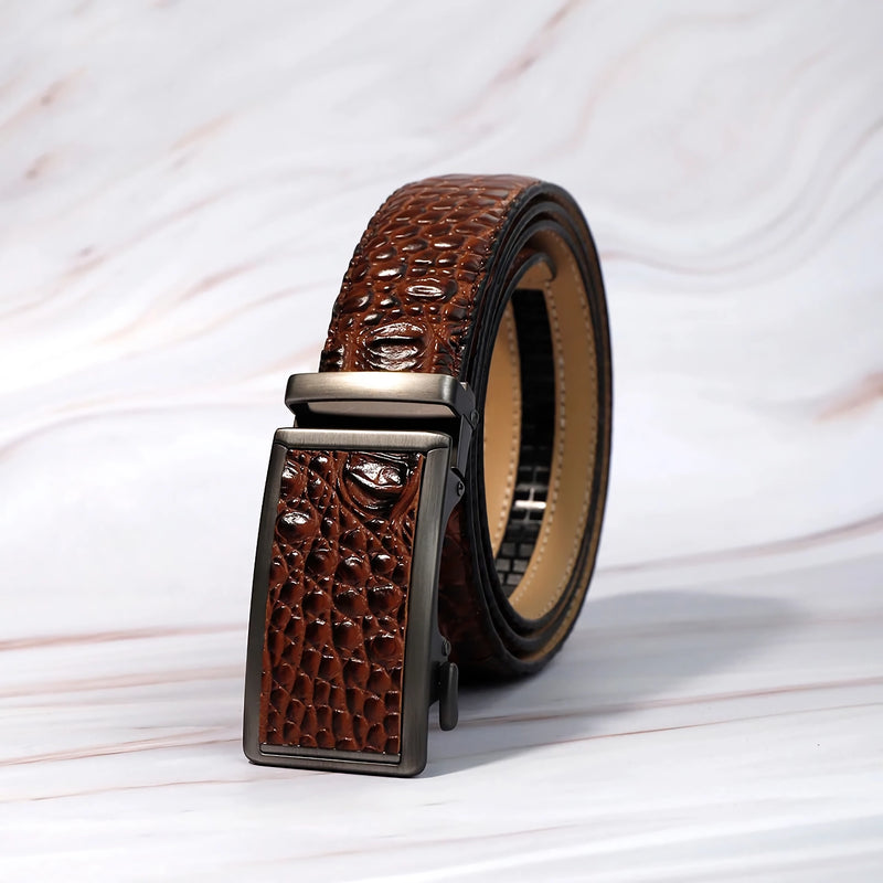 men's crocodile pattern PU belt, view 3 - MRSLM