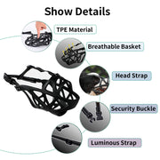 reflective dog muzzle basket, view 4 - MRSLM