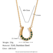 18k gold plated lucky horseshoe pendant necklace, view 2 - MRSLM