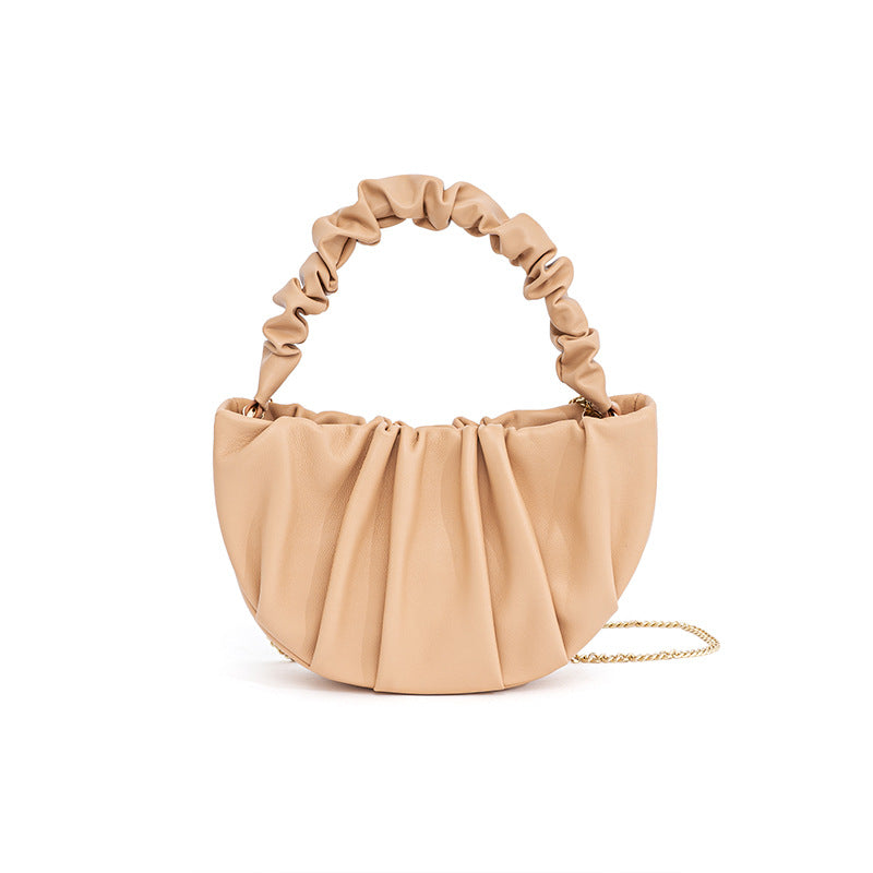 sheepskin pleated crossbody bag, view 5 - MRSLM