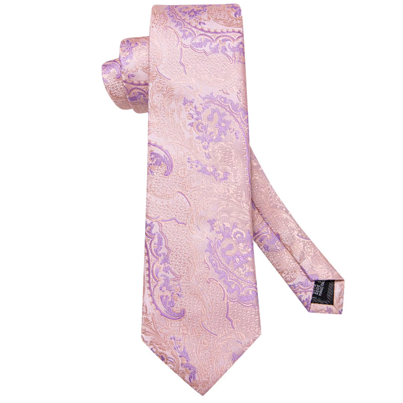 pink plaid silk tie with cufflinks and pocket square, view 4 - MRSLM