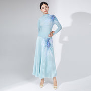 women's blouse and floral pleated skirt autumn suit, view 5 - MRSLM