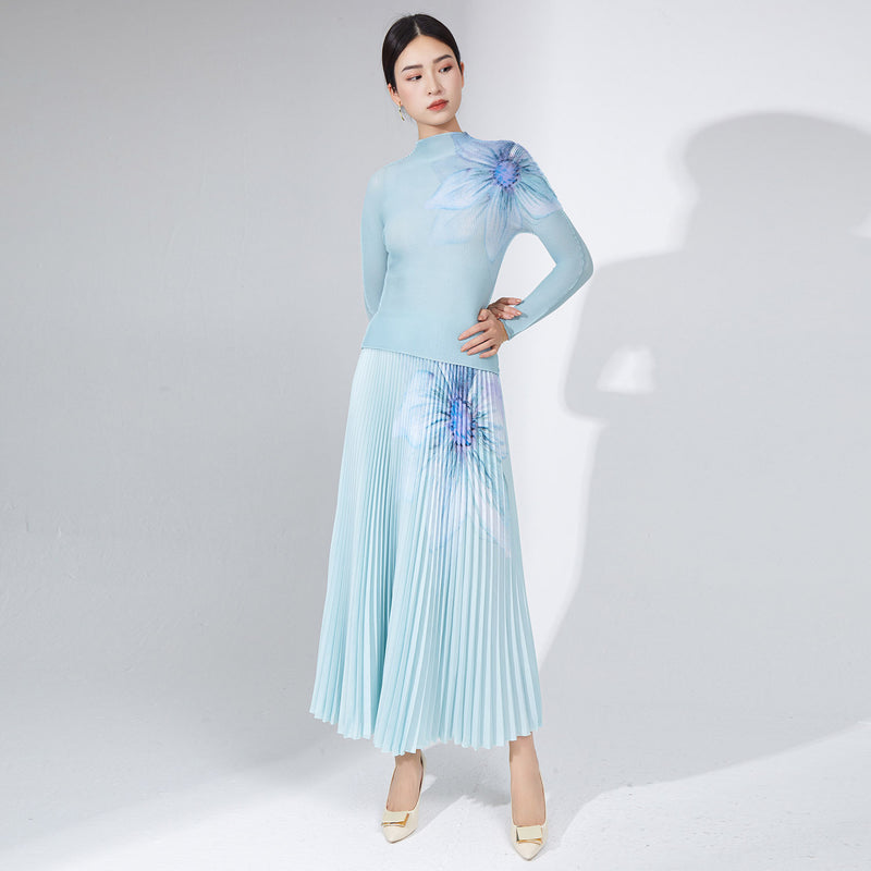 women's blouse and floral pleated skirt autumn suit, view 5 - MRSLM