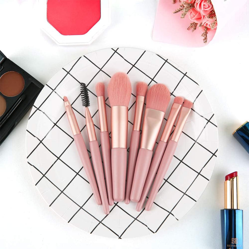 8-piece mini travel makeup brush set, view 5 - MRSLM