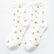 moon and star silver silk socks, view 3 - MRSLM