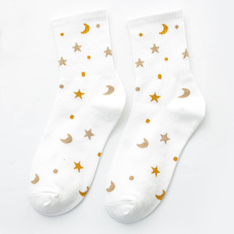 moon and star silver silk socks, view 3 - MRSLM