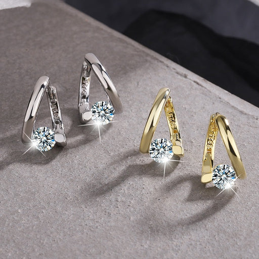 925 sterling silver crystal hoop earrings - MRSLM