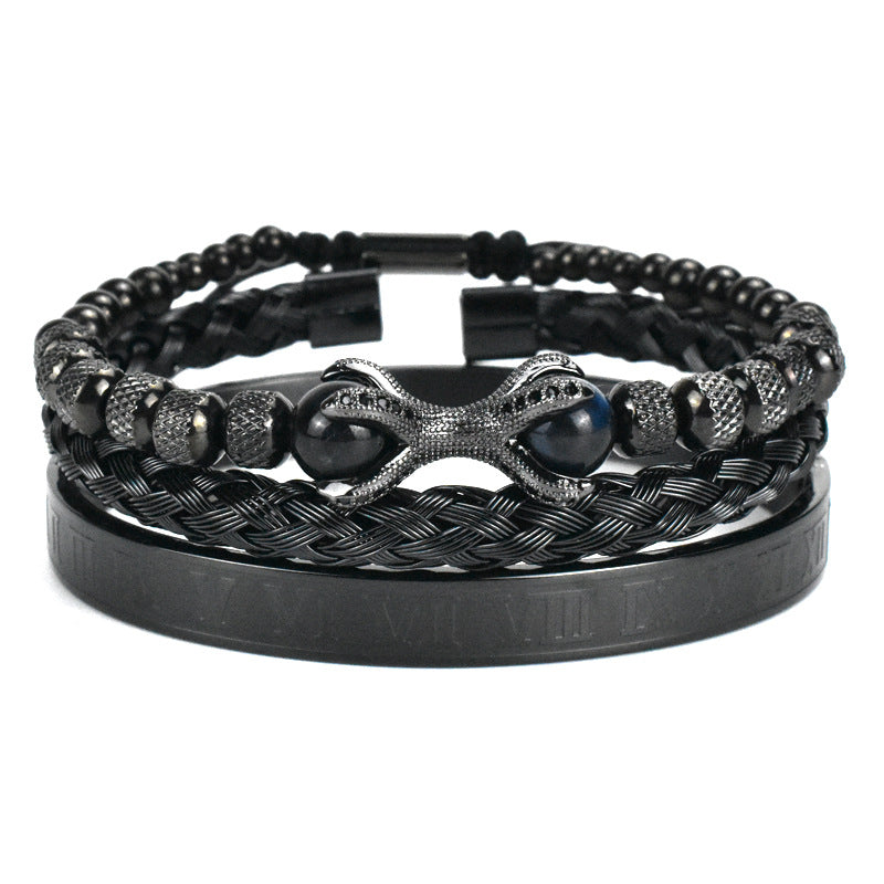 roman numeral bracelet set 3 pieces, view 2 - MRSLM
