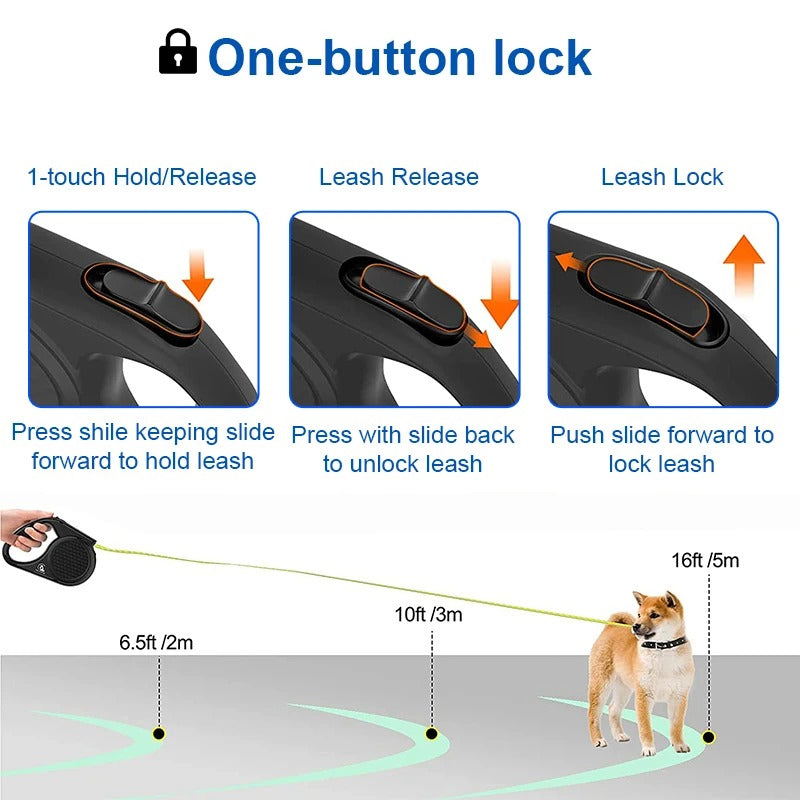 5 meter retractable dog leash, view 6 - MRSLM