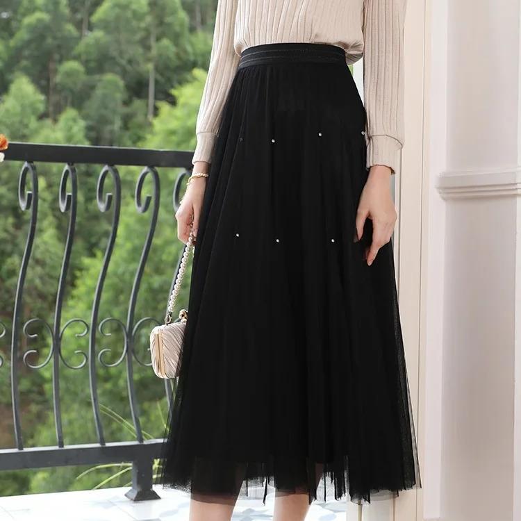 high-waist a-line mesh skirt - MRSLM