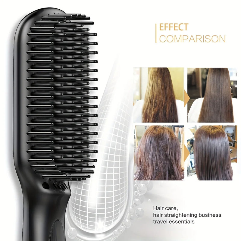 ceramic ionic hair straightener brush, view 3 - MRSLM