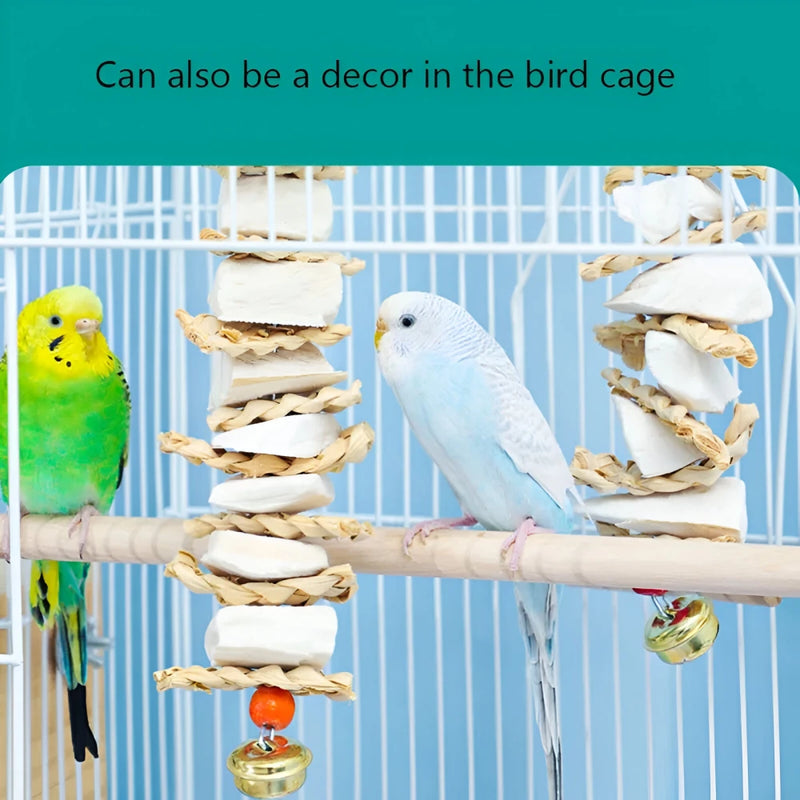 squid bone bird swing toy with bell, view 6 - MRSLM