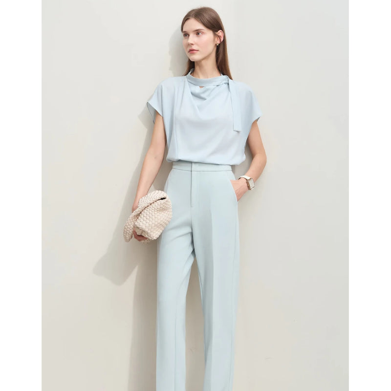 Solid chiffon blouse, view 5 - MRSLM