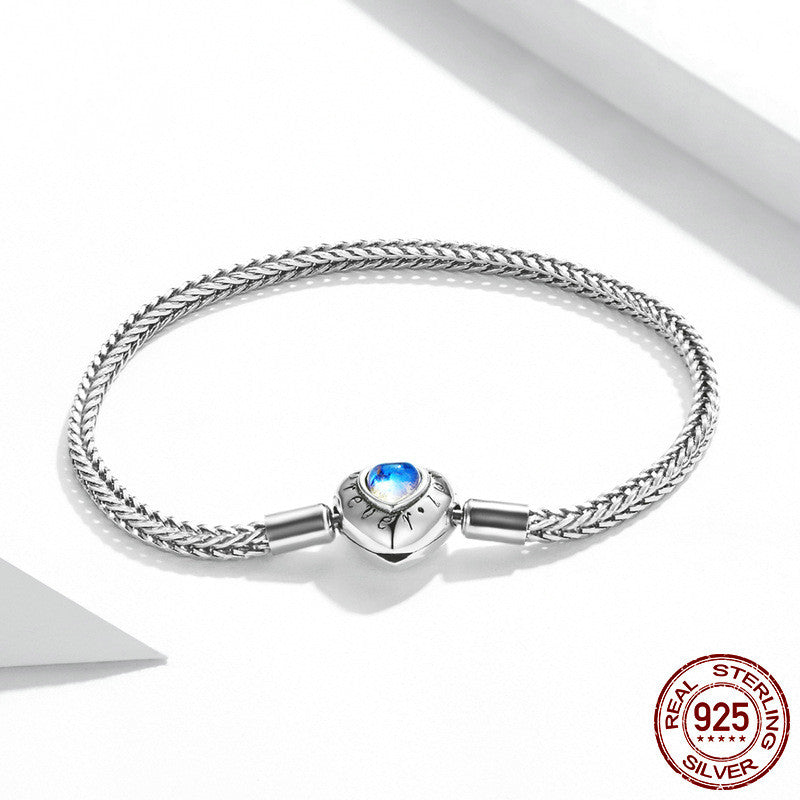 heart moonstone sterling silver bracelet, view 3 - MRSLM