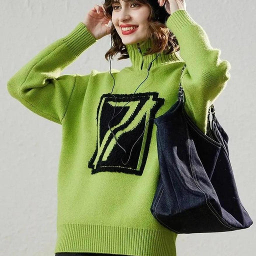 Women's thick color block sweater - MRSLM