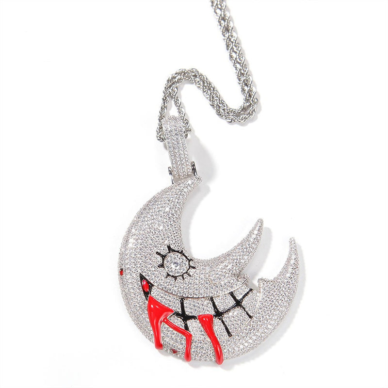 moon pendant hip hop necklace, view 4 - MRSLM