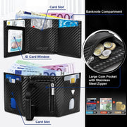 slim carbon leather RFID wallet, view 5 - MRSLM
