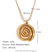 18k gold plated snake chain spiral pendant necklace, view 2 - MRSLM