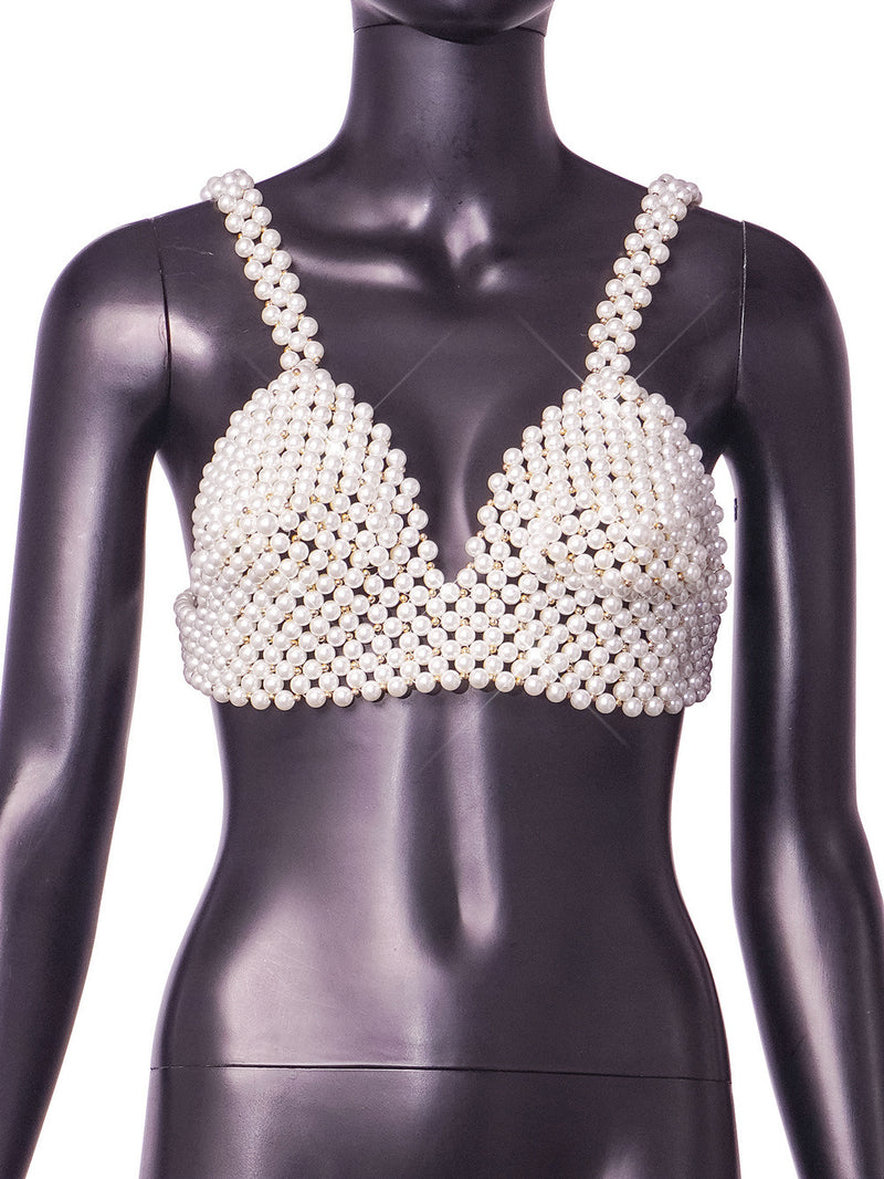white pearl bandeau sling vest, view 10 - MRSLM