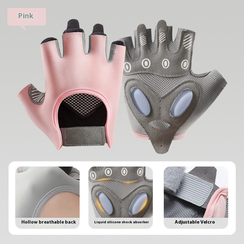 Women's half finger silicone fitness gloves, view 8 - MRSLM