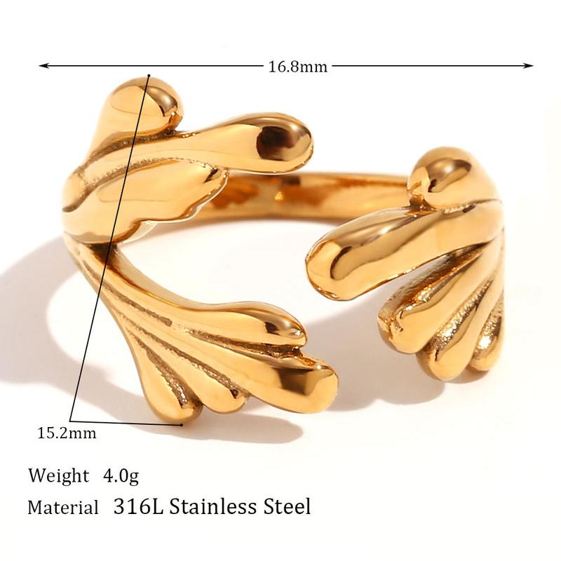 adjustable 18k gold plated ocean-inspired ring, view 2 - MRSLM