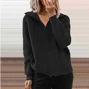 women's striped knit zip cardigan coat, view 3 - MRSLM