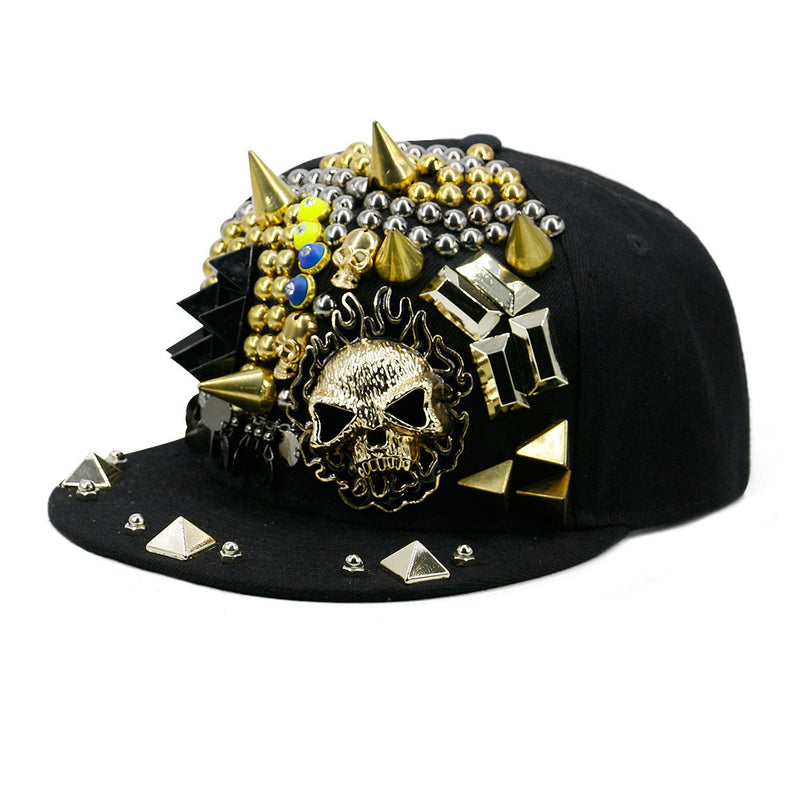 Flame skull flat brim rivet cap, view 7 - MRSLM