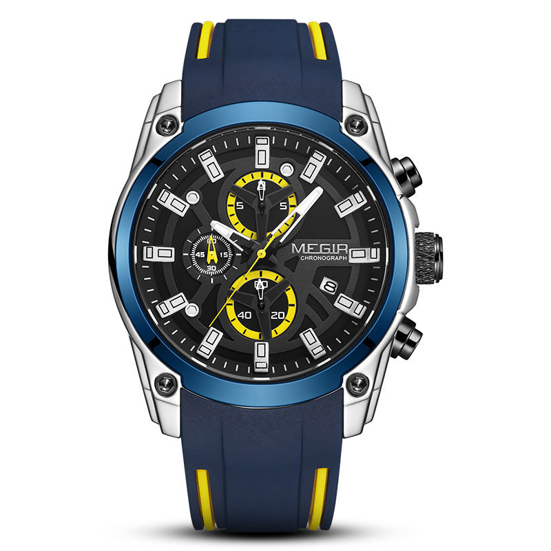 Men's silicone quartz sports watch, view 2 - MRSLM