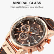 men's leather sports chronograph watch, view 7 - MRSLM