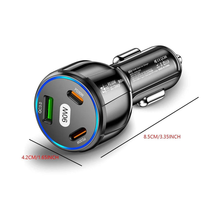 3-Port 90W Fast Car Charger