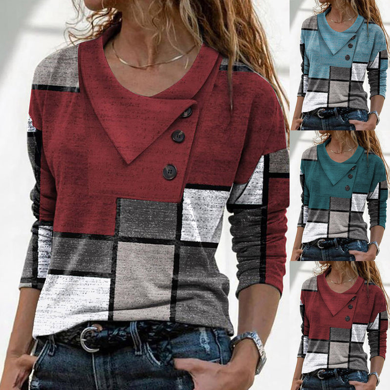 women's crossover collar long sleeve top - MRSLM
