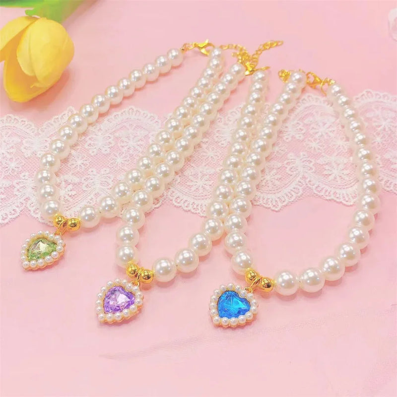 pearl and crystal pet collar with scarf - MRSLM