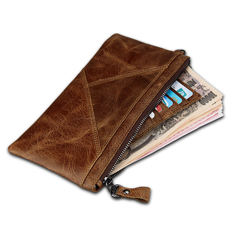 crazy horse leather clutch wallet, view 3 - MRSLM