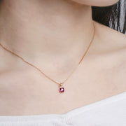 Silver red corundum necklace, view 3 - MRSLM