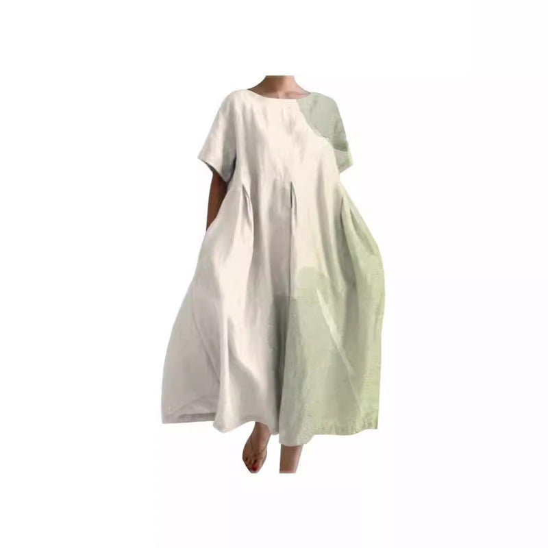 women's loose round neck printed dress, view 6 - MRSLM