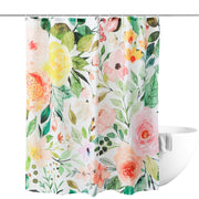waterproof floral shower curtain with 12 hooks, view 2 - MRSLM