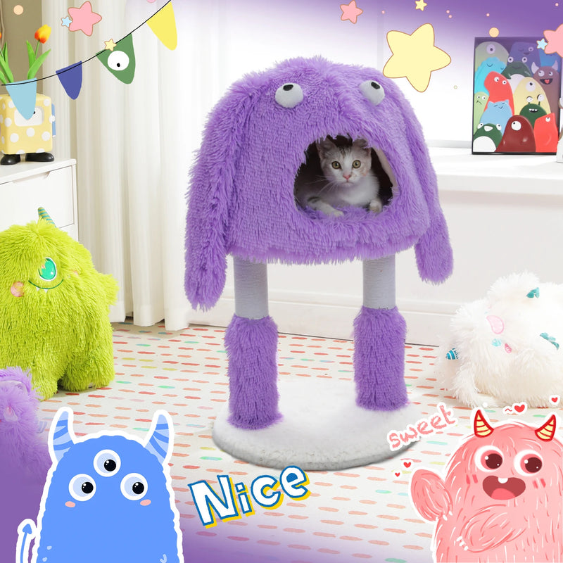 Purple monster cat tree tower, view 3 - MRSLM
