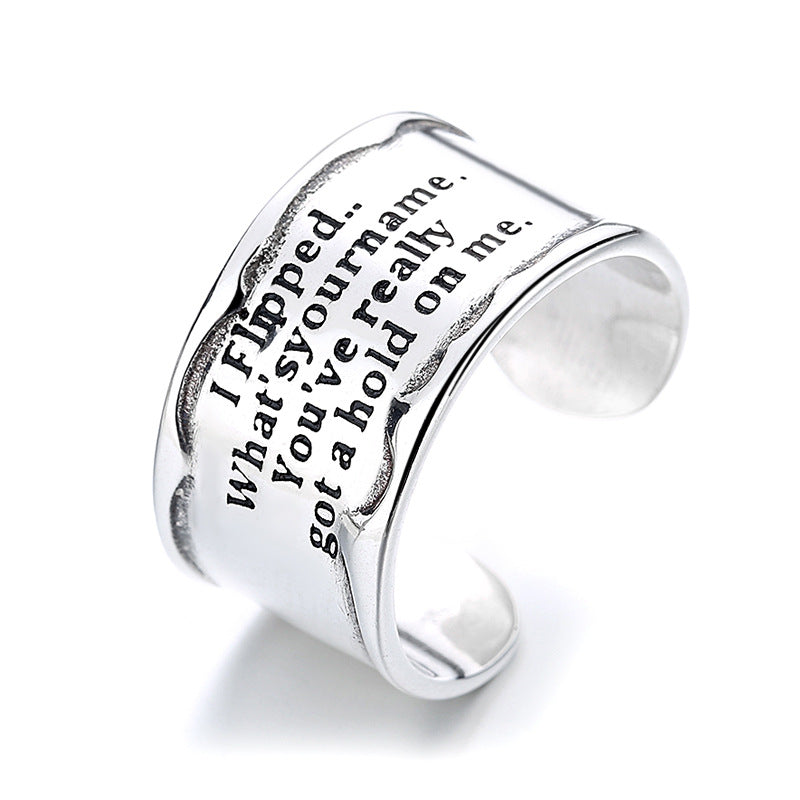 sterling silver wide letter open ring, view 5 - MRSLM