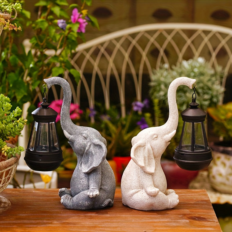 solar elephant lantern garden statue, view 5 - MRSLM
