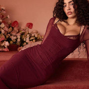 sheer long sleeve maxi dress - MRSLM