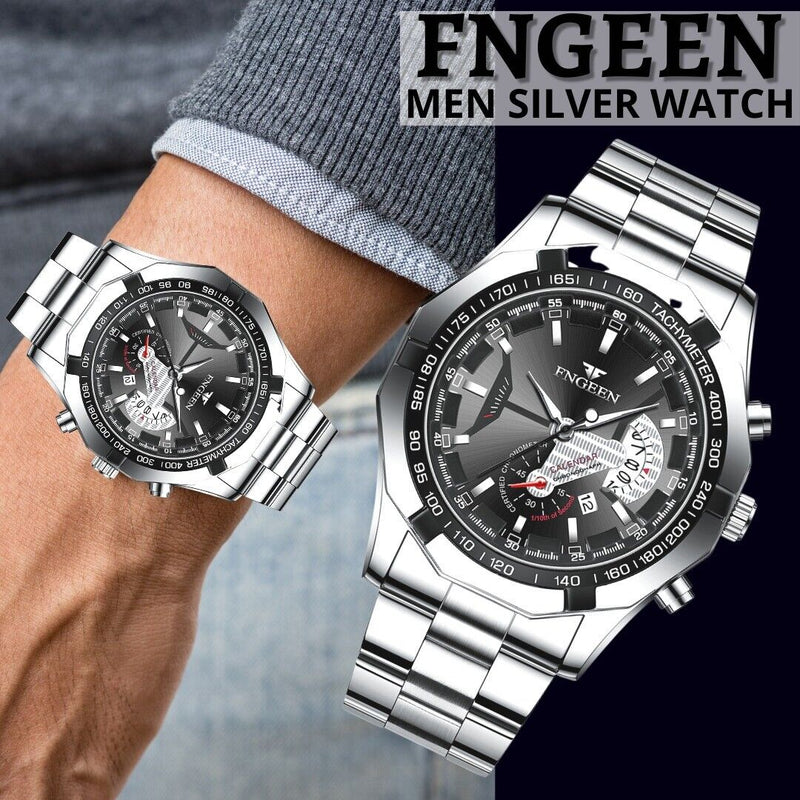 classic silver men's quartz watch, view 8 - MRSLM