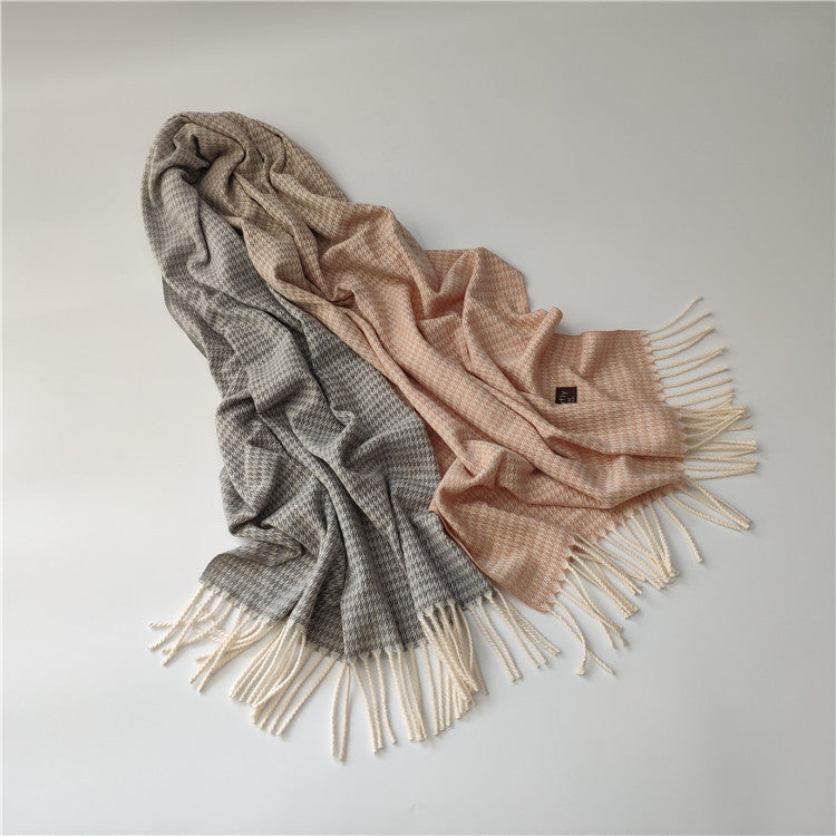 Tie-dye faux cashmere tassel scarf, view 8 - MRSLM