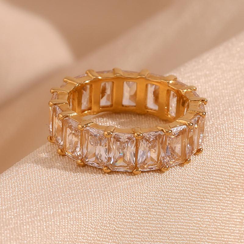 gold plated square zircon ring - MRSLM