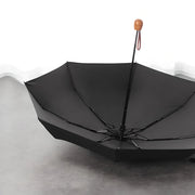 compact windproof umbrella with wooden handle, view 9 - MRSLM