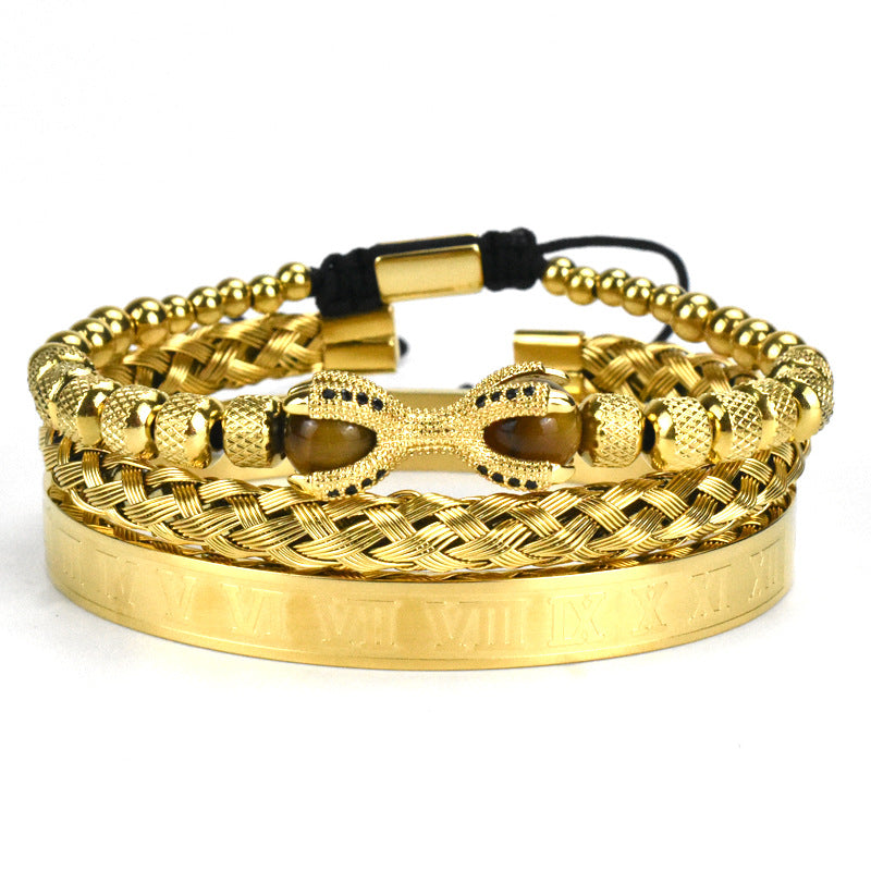 roman numeral bracelet set 3 pieces, view 3 - MRSLM