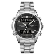 men's double display steel watch, view 7 - MRSLM