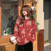 Women's Christmas tree jacquard sweater, view 2 - MRSLM